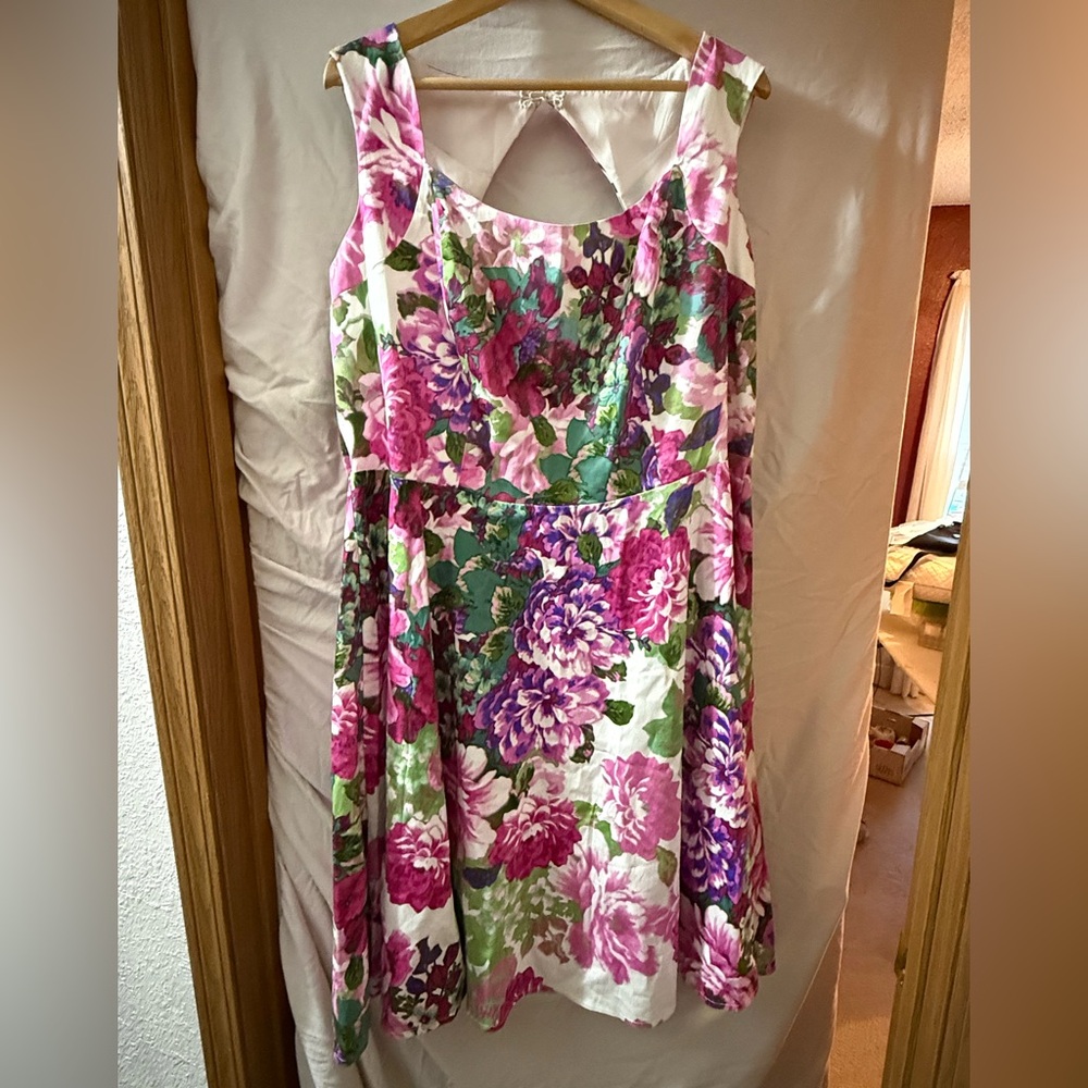 DB Established 1962 Floral Midi Dress Pink/Green/Purple Size 18 Great Condition!